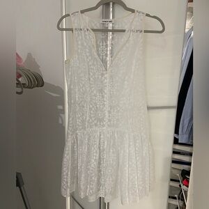 White Floral Lace Sleeveless Dress